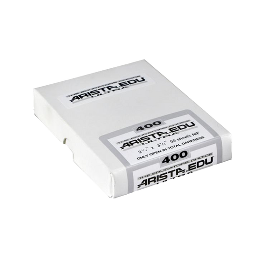 Arista EDU Ultra 400, 2.25x3.25, 50 Sheets, Black and White Film