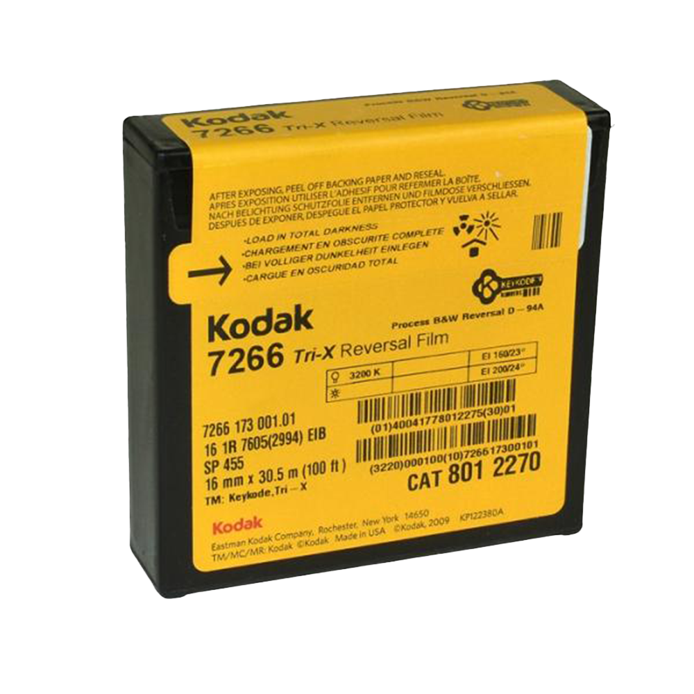 Kodak Tri-X Reversal Film 7266, 8mm/16mm, 100 ft., Black