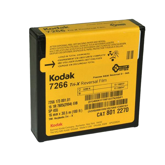 Kodak Tri-X Reversal Film 7266, 8mm/16mm, 100 ft., Black and White Film
